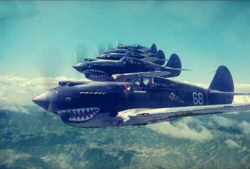Flight of 5 P40 Fighters over China